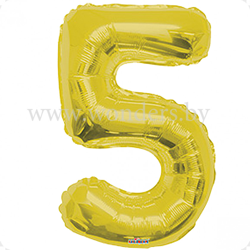 5 Mylar Balloon Party Gold Number PNG