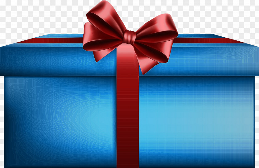 Blue Present Ribbon Red Gift Wrapping PNG