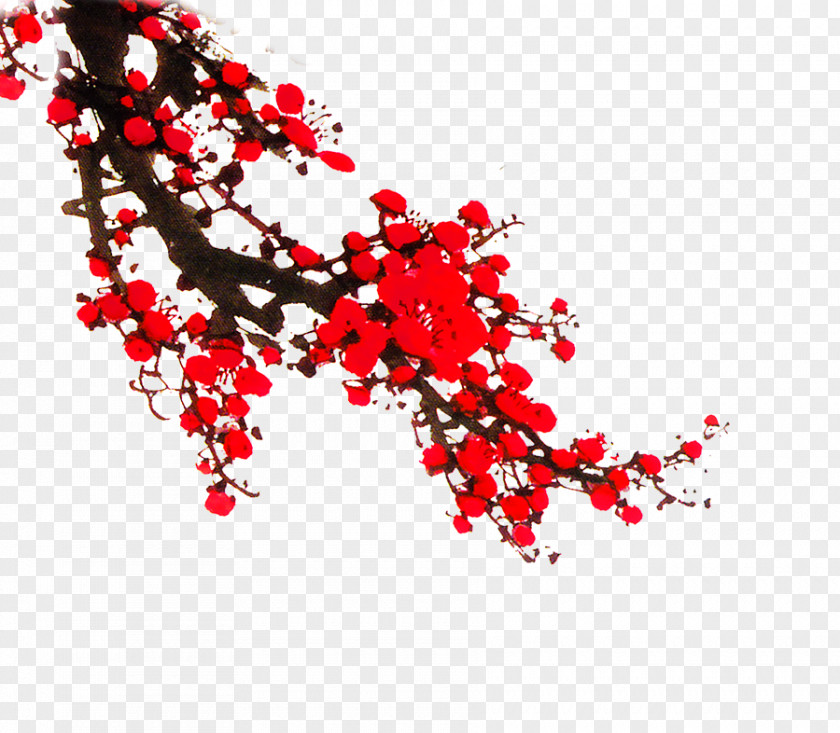 Red Plum Blossom Pattern Computer File PNG