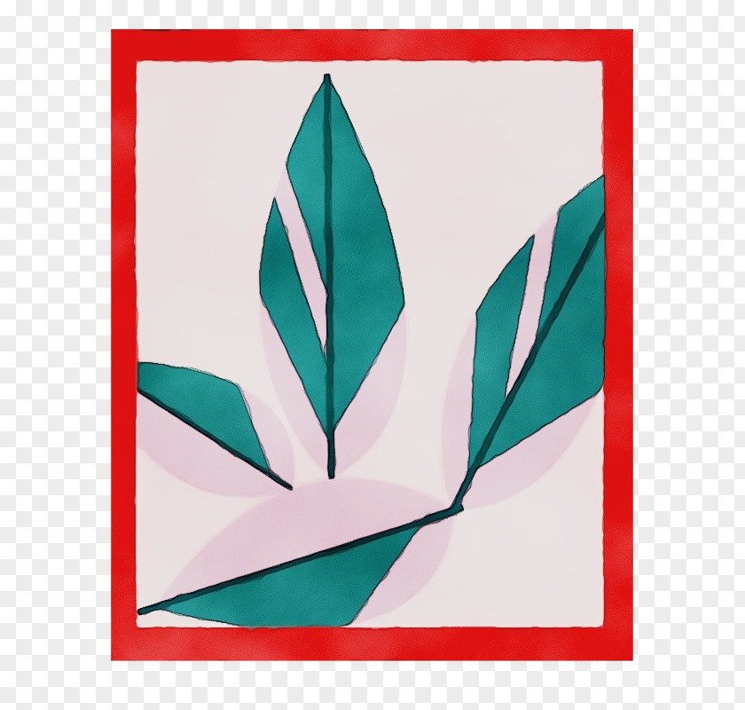 Green Leaf Triangle Teal Paper PNG
