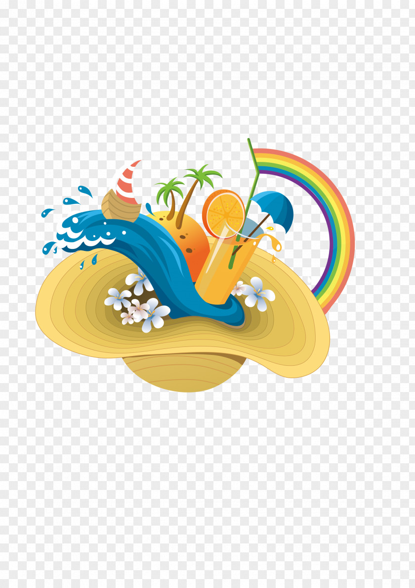 Cartoon Beach Poster Summer Vacation Graphic Design PNG