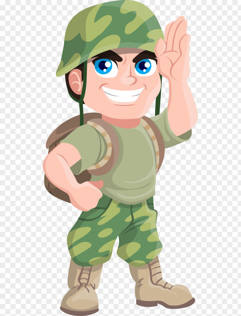 Hand-painted Cartoon Salute Soldiers Abroad Soldier Free Content Military Clip Art PNG