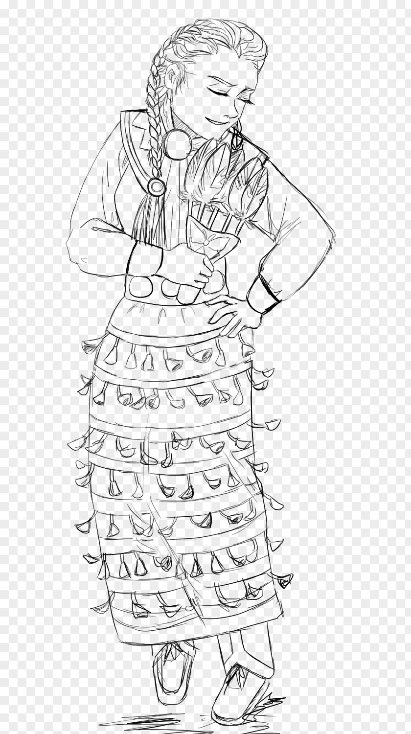 Pencil Pow Wow Jingle Dress Dance Drawing Sketch PNG