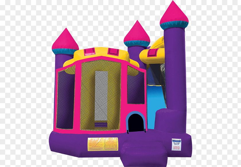 Pink Castle Inflatable Bouncers Playground Slide House Backyard PNG