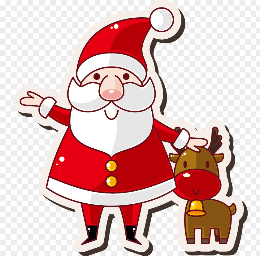 Santa Claus Vector Material Cartoon Art New Year Christmas Card PNG