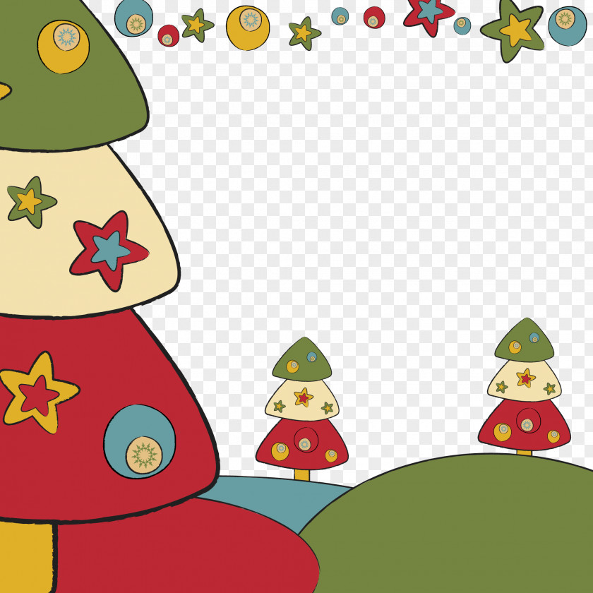Vector Cute Christmas Tree Cartoon PNG