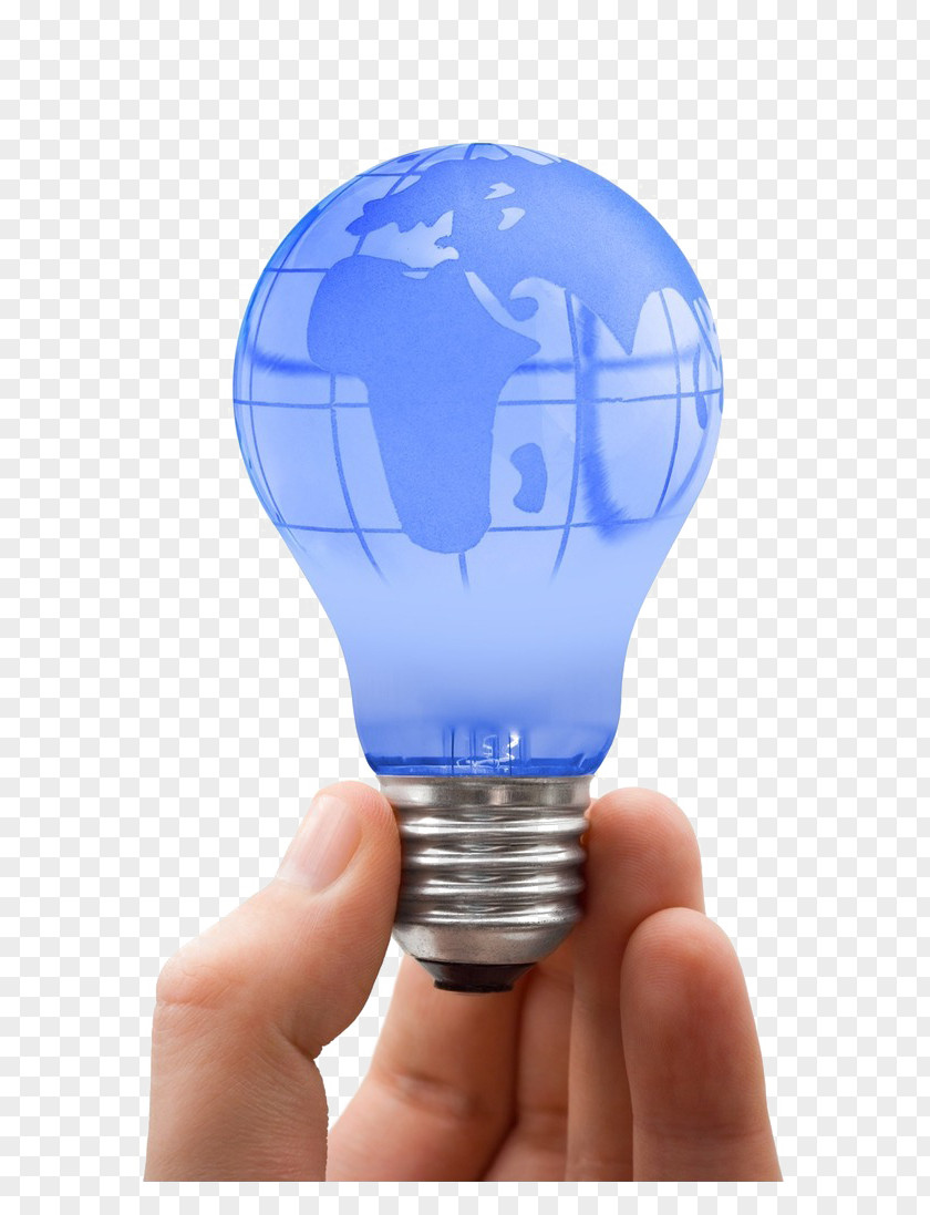 Holding A Blue Light Bulb Incandescent Lamp PNG