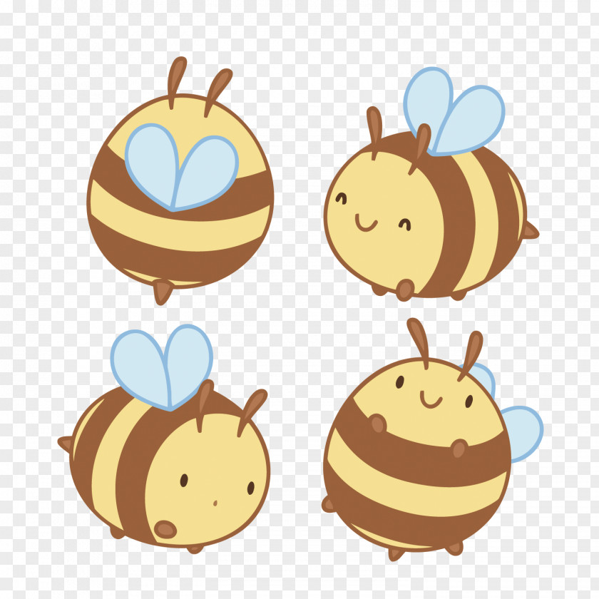 Vector Cartoon Little Bee Honey PNG