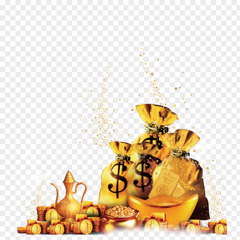 Gold And Silver Treasure Heap Finance Investment Money PNG