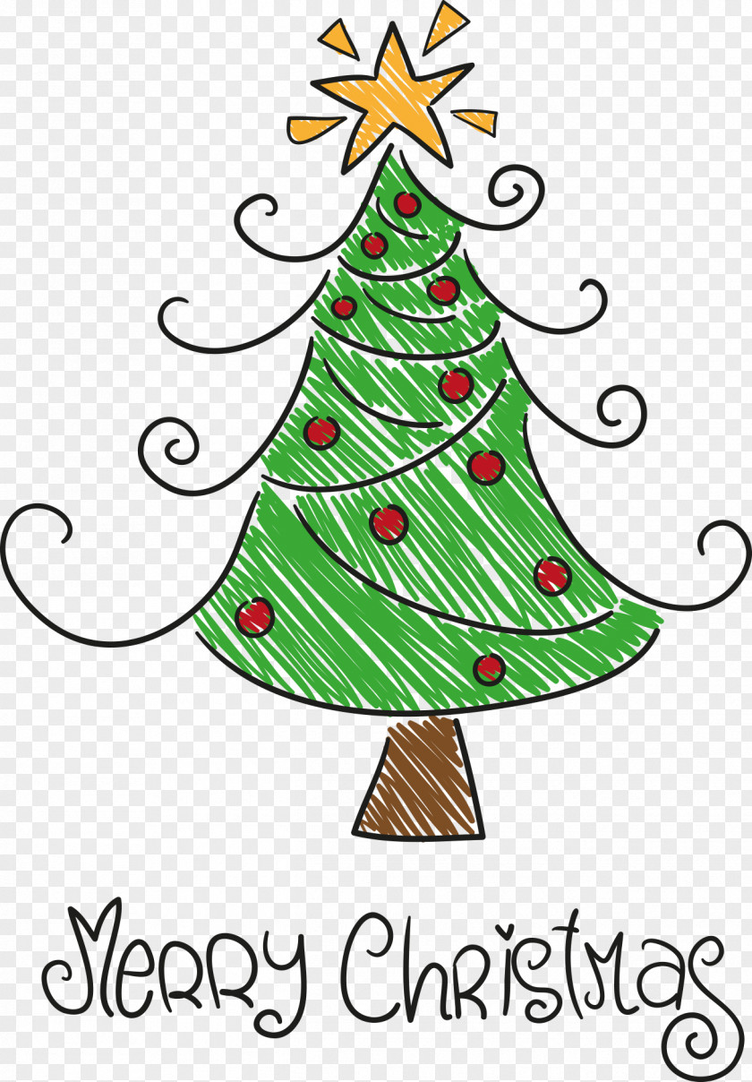 Hand-painted Christmas Tree Image Santa Claus Drawing PNG