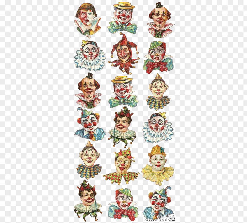 Hand-painted Clown Paper Sticker Circus PNG