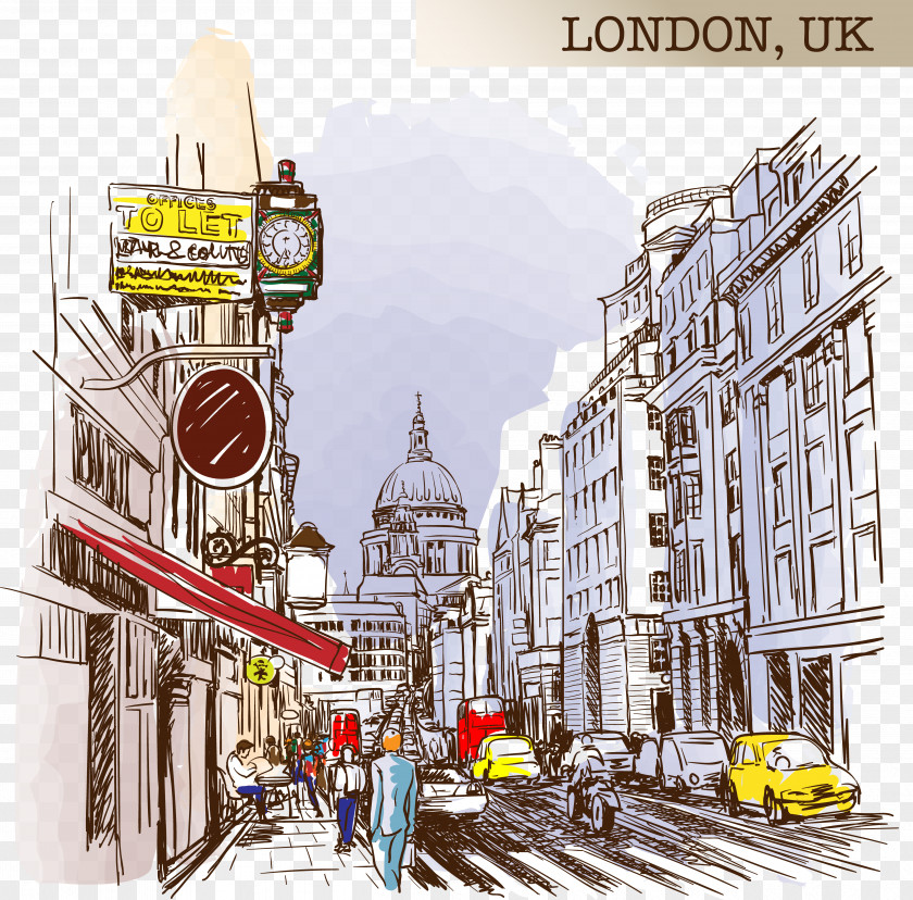 Decorative Sketch London St Pauls Cathedral Fleet Street Drawing PNG