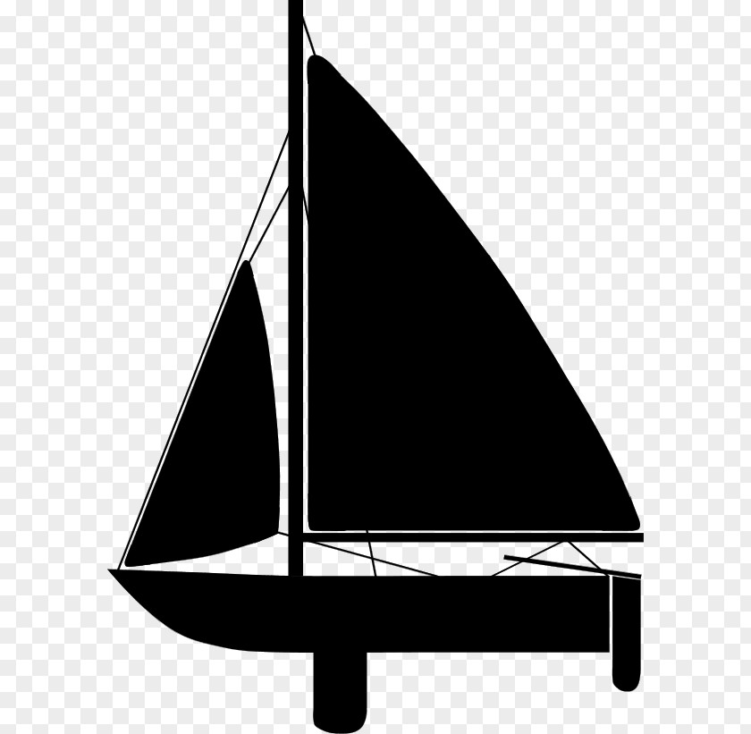 M Triangle Scow Caravel Black & White PNG