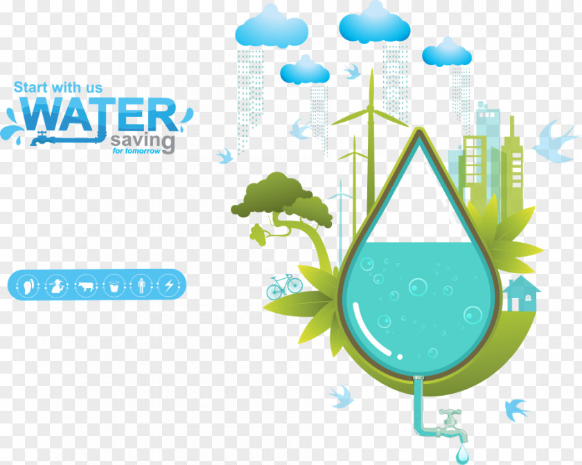 Vector City Energy Saving Water Efficiency Drawing Ecology PNG
