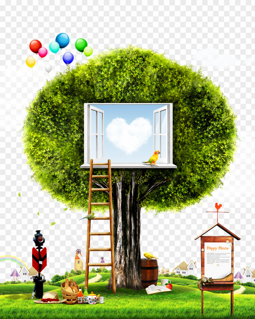 Environmental Creative Windows On The Tree Window Illustration PNG