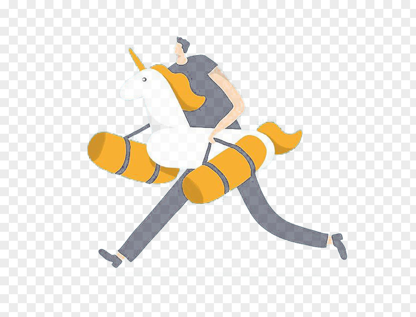 Man Riding A Horse Yellow Illustration PNG