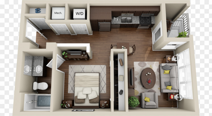Products Renderings Studio Apartment House Plan 3D Floor PNG
