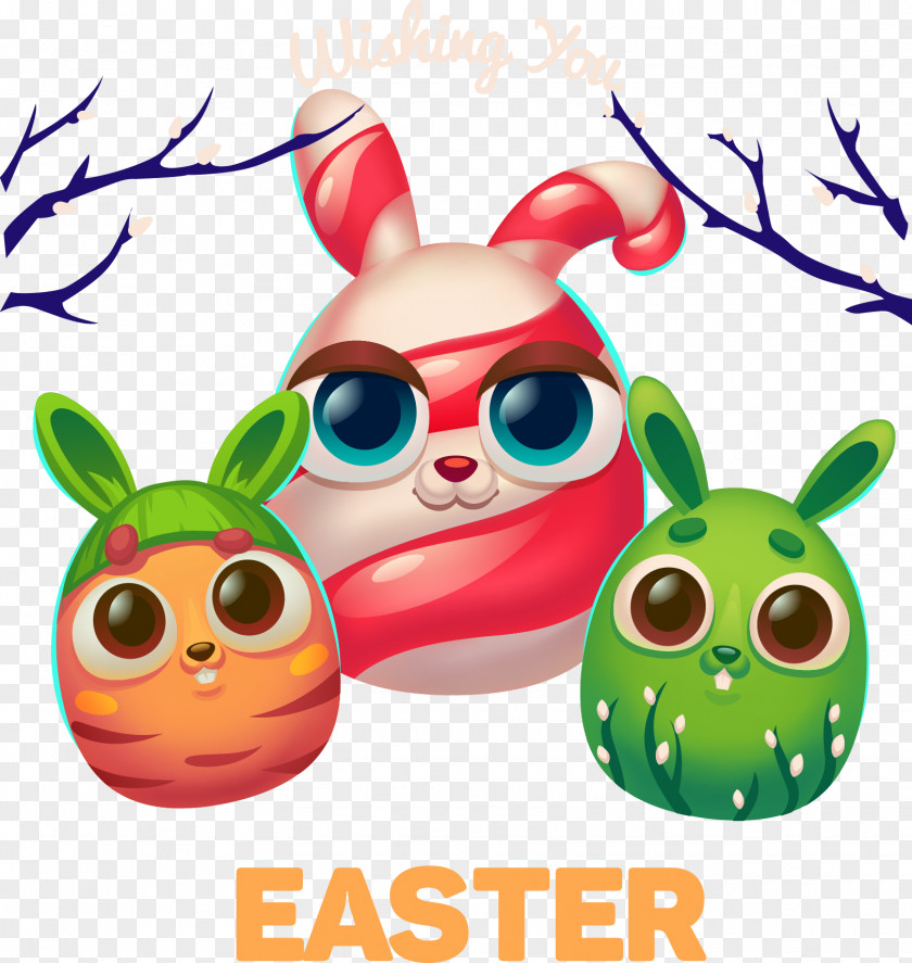 Vector Cartoon Rabbit Easter Bunny Eggs Coloring Book Free Pages PNG