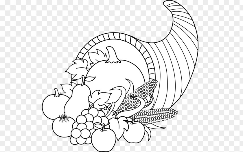 Black And White Fall Pictures Cornucopia Thanksgiving Clip Art PNG