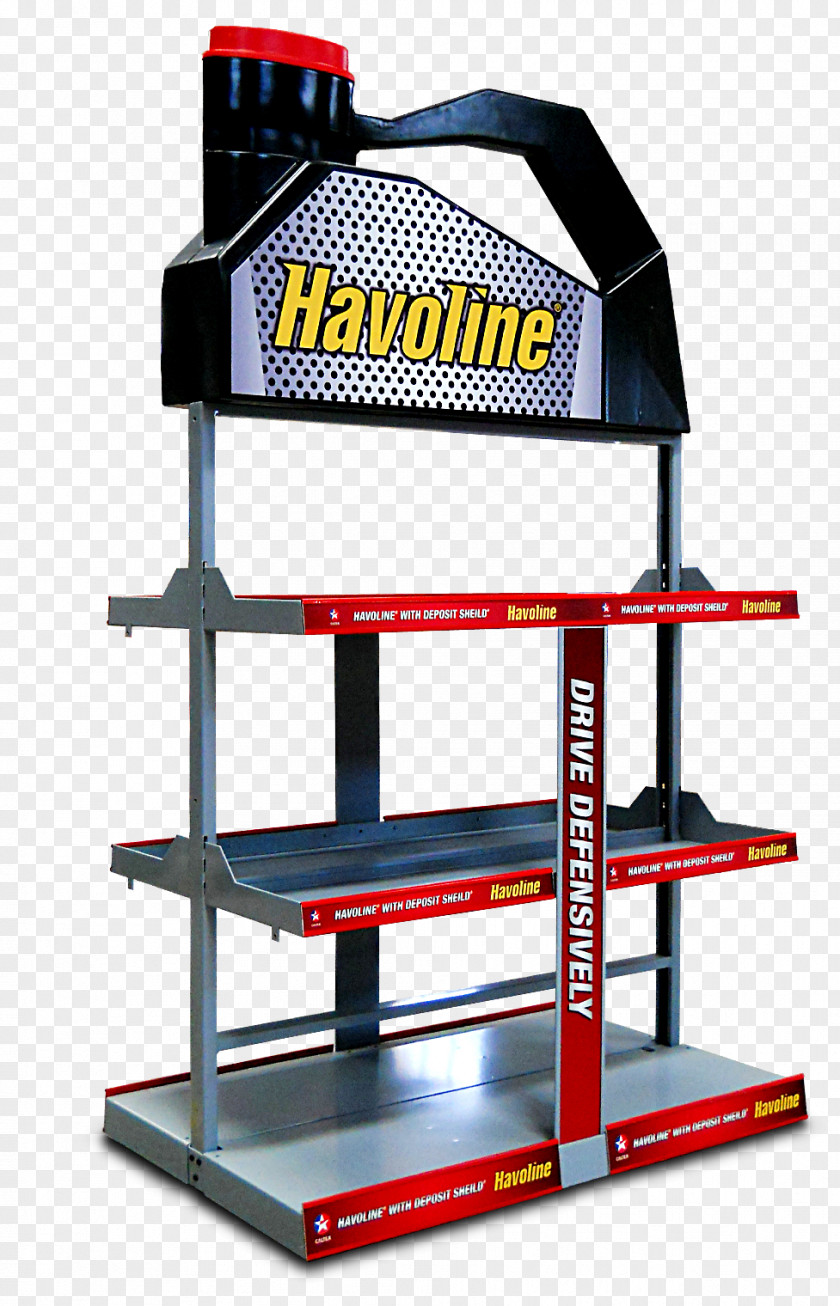 Double Sided Opening Display Stand Havoline Lubricant Oil PNG