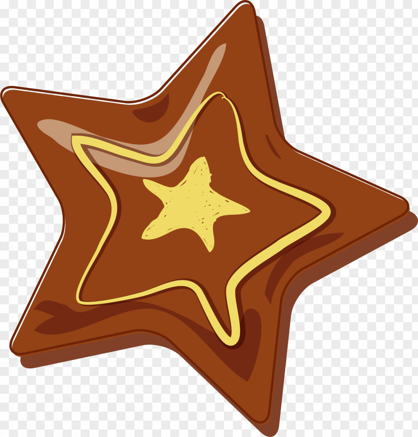 Cartoon Brown Star Pentagram Icon PNG