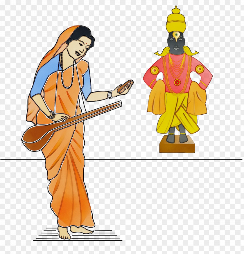Monk Janabai Watercolor Cartoon PNG