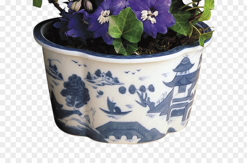 Blue Bough Flowerpot Cachepot Mottahedeh & Company Ceramic Porcelain PNG