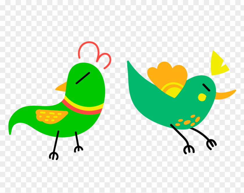 Cartoon Painted Green Chicken Bird Drawing Illustration PNG