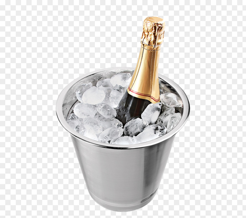 Champagne Bottle Pop Bucket Wine Stainless Steel Handle PNG