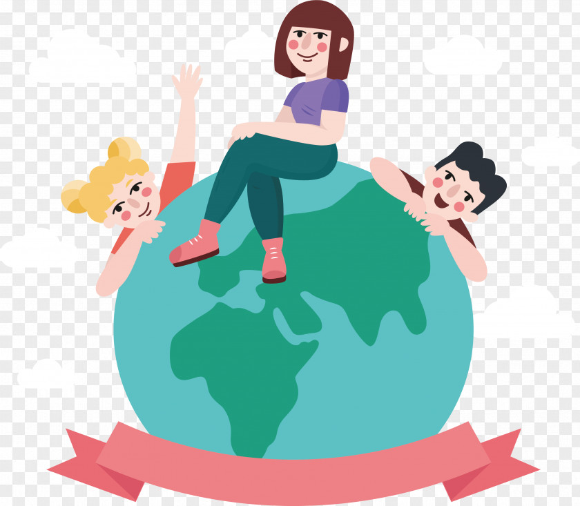 Children Sitting On The Earth Clip Art PNG