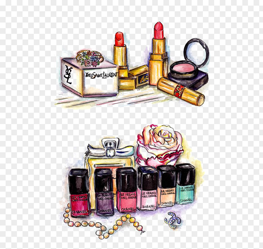 Makeup Cosmetics Drawing Watercolor Painting Lipstick Illustration PNG