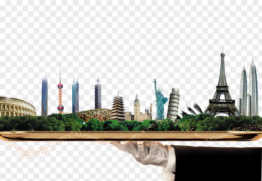 Creative Travel Eiffel Tower Statue Of Liberty Oriental Pearl Leaning Pisa Petronas Towers PNG