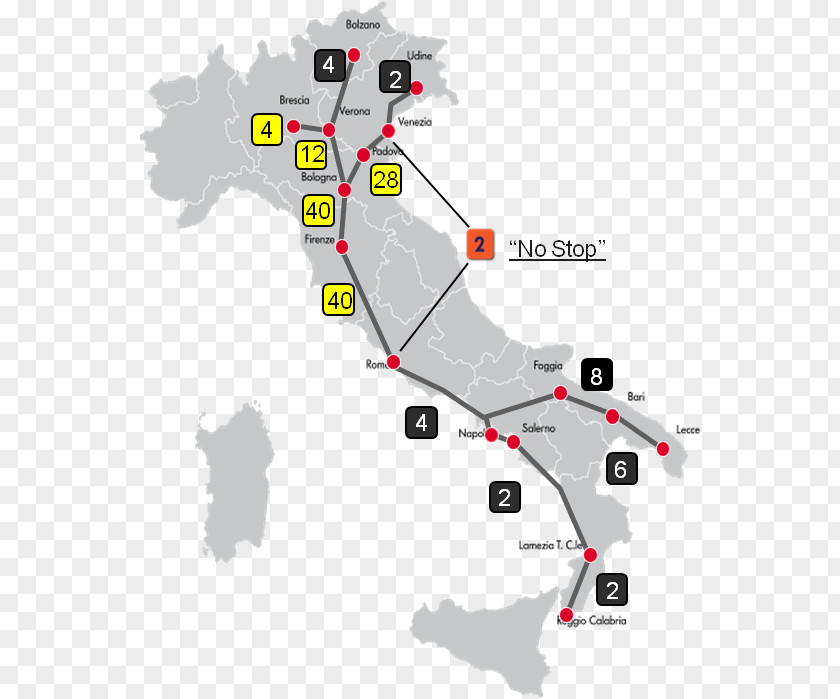 Italy Rail Transport In Map Trenitalia PNG