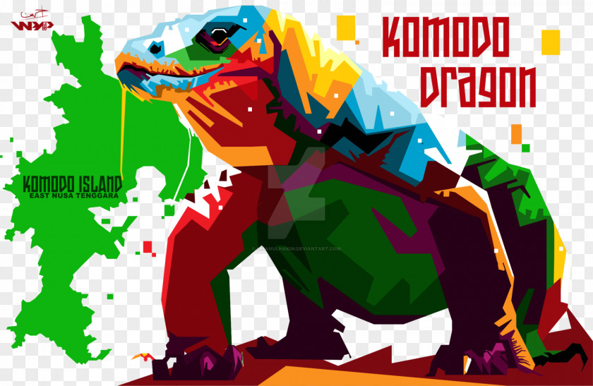 Komodo Dragon Lizard Graphic Design PNG