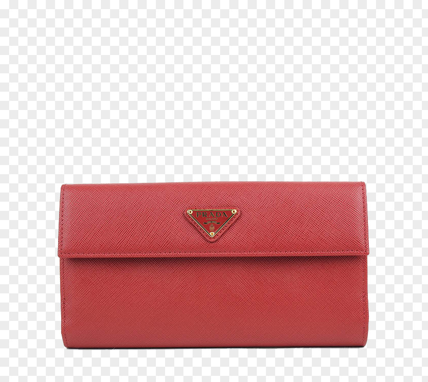 Ms. PRADA / Prada Red Leather Long Wallet Handbag Coin Purse PNG