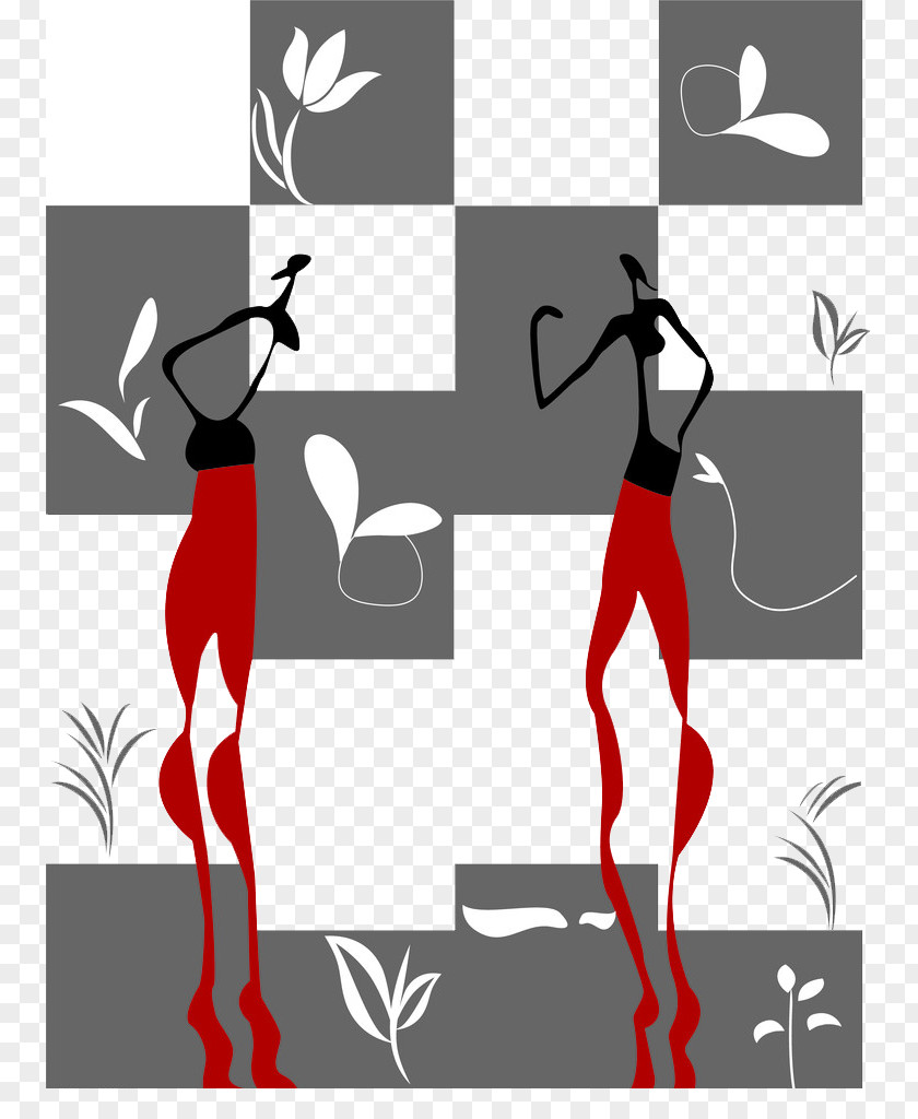 Abstract Figure With Flowers Art Abstraction PNG