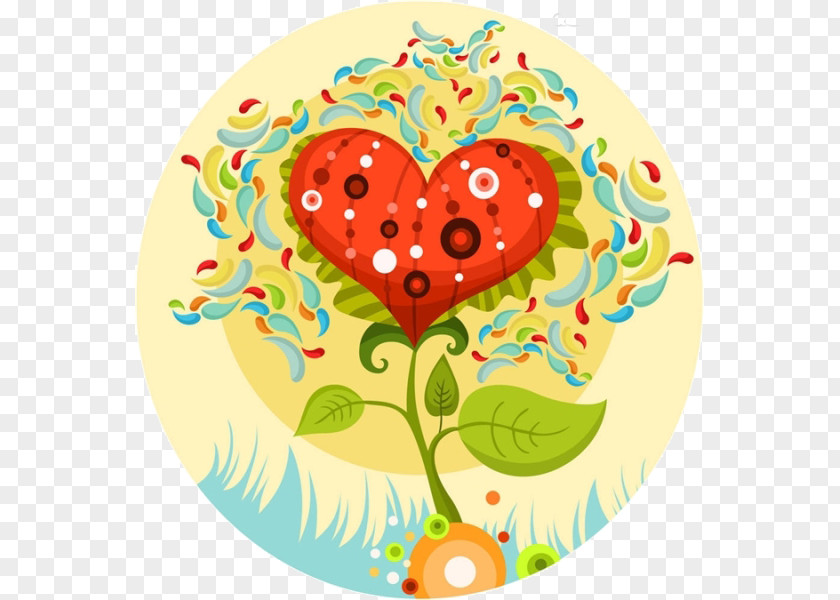 Cartoon Love Tree Wedding Invitation Valentines Day Heart Greeting Card PNG