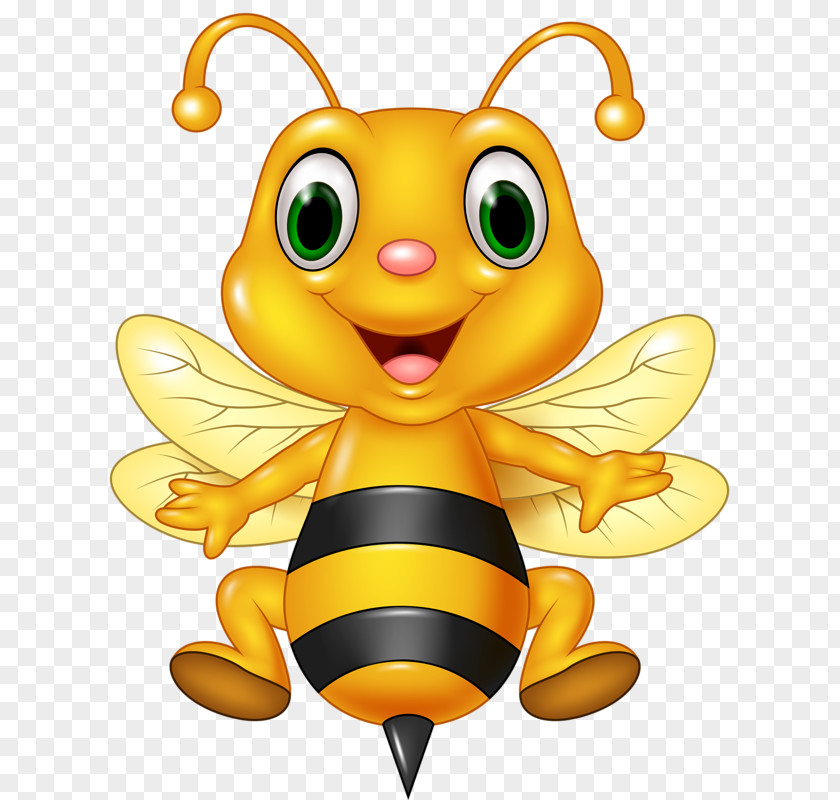 Cute Bee Honey Cartoon Illustration PNG