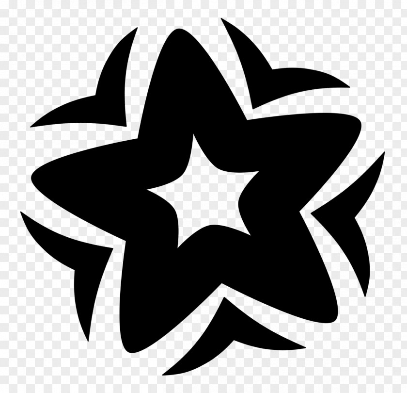 Dark Star Leaf White Line Logo Clip Art PNG