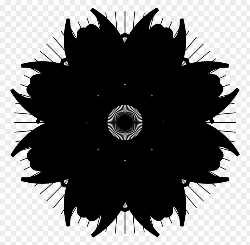 Pattern Symmetry Flower Font Black M PNG