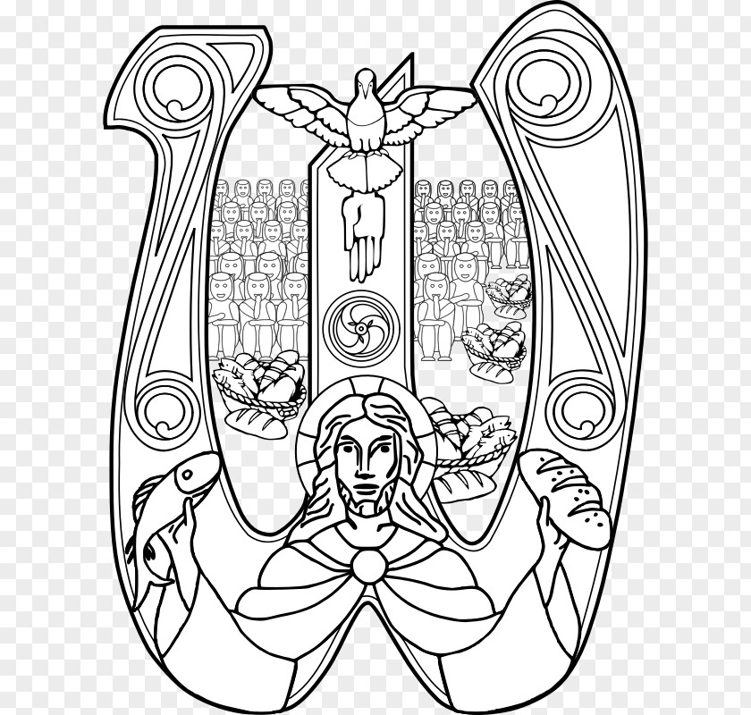 Jesus Fish Eucharist Coloring Book Drawing PNG