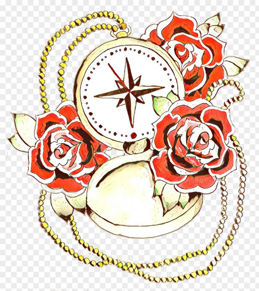 Cut Flowers Clock Old School Rose PNG