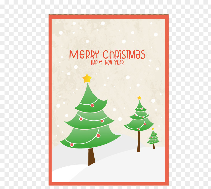 Cartoon Green Christmas Tree Greeting Card Vector Material Euclidean Adobe Illustrator PNG