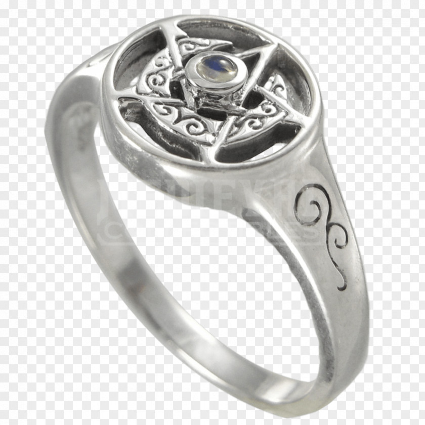 Pentagramm Ring Silver Body Jewellery PNG