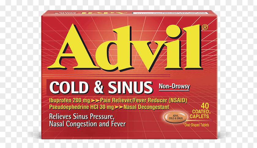 10 Caplets Ibuprofen Brand Sinus InfectionRunny Nose Advil Cold & Non-Drowsy Multi-Symptom Cold, Coated PNG
