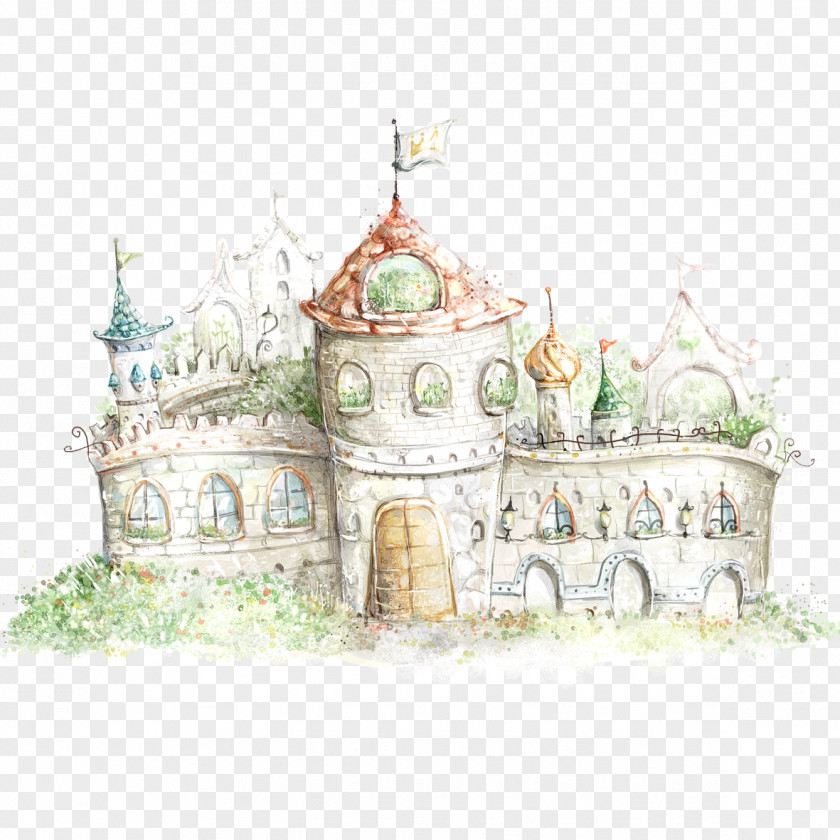 Hand-painted Cartoon Castle Story Display Resolution Wallpaper PNG
