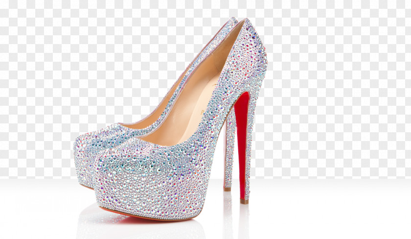 Louboutin Court Shoe Imitation Gemstones & Rhinestones Peep-toe High-heeled Footwear PNG