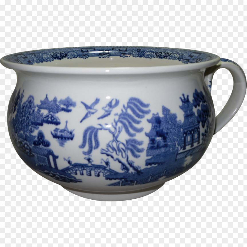 Polish Pottery Shoppe Blue And White Chamber Pot Ceramic Porcelain PNG