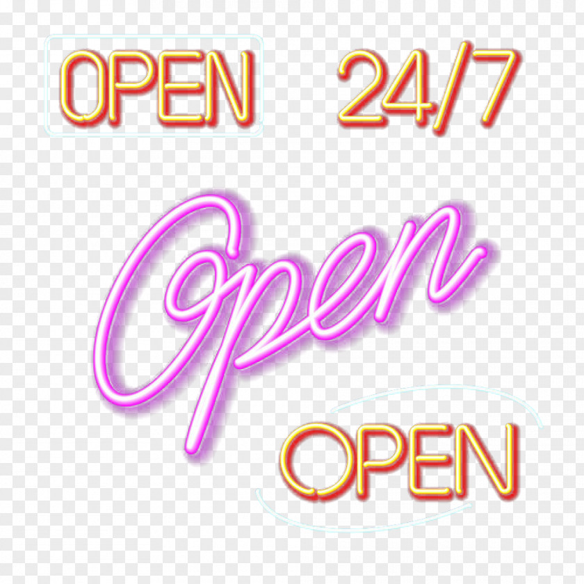 Color OPEN Neon Signboard Lighting Lamp PNG