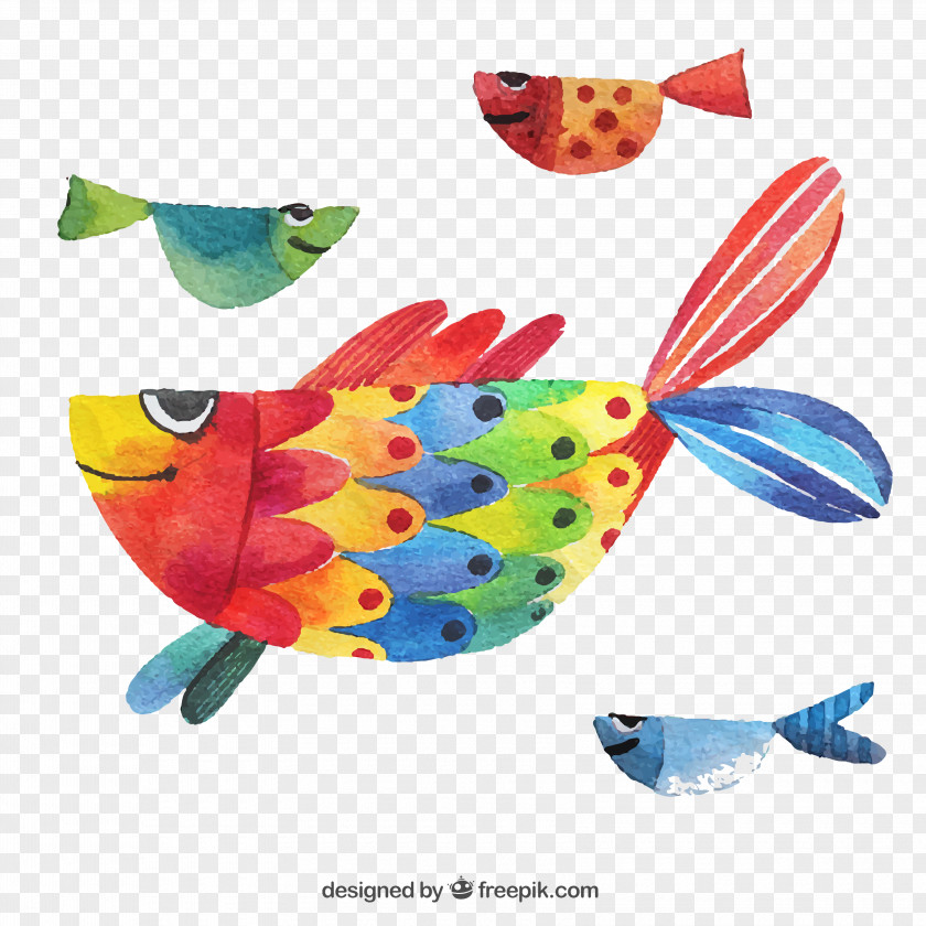 Hand Colored Fish Watercolor Painting Poster Illustration PNG